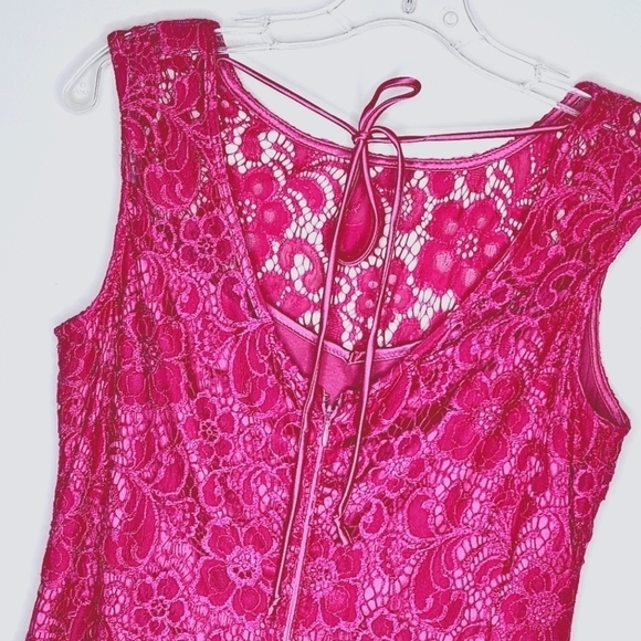 LE CHATEAU Pink Lace & Satin Dress Size Medium Made in Canada 🇨🇦 - Picture 4 of 7